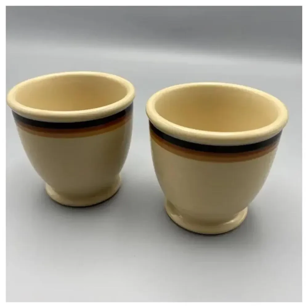 Vintage‎ Shenango Inca Ware Egg Custard Cups Set of 2 Three Bands